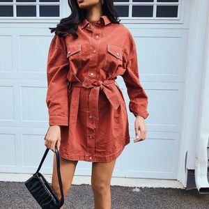 Asos burnt orange denim dress
